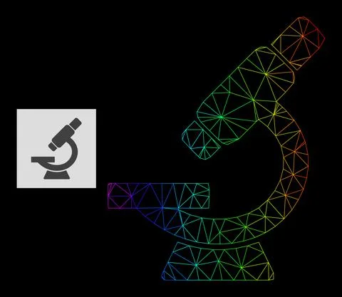 Rainbow Gradient Polygonal Net Microscope Icon イラスト素材