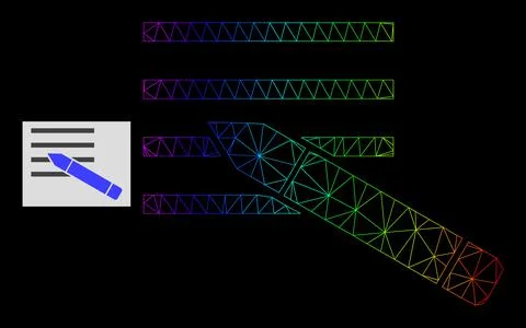 Rainbow Gradient Polygonal Network Edit Text Icon Stock Illustration