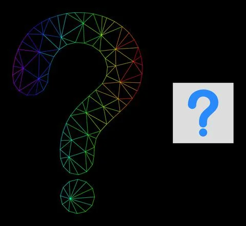 Rainbow Gradient Polygonal Network Question Mark Icon Illustrazione stock