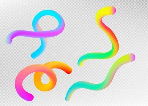 Rainbow gradient ribbon shapes floating Stock Illustration
