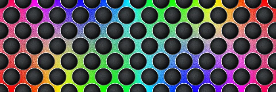 Rainbow gradient seamless perforated metal sheet realistic texture. Metal chrome Stock Illustration