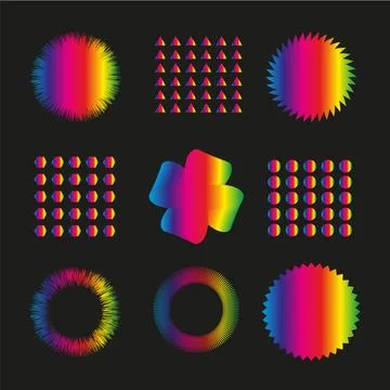 Rainbow gradient Set of retrofuturistic design elements. A collection of vector Illustrazione stock