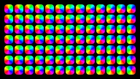Rainbow Gradient Square Grid Background: Rotating Spectrum Loop Vídeos de archivo 334916080