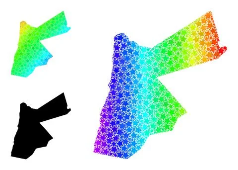 Rainbow Gradient Star Mosaic Map of Jordan Collage Stock Illustration
