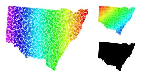 Rainbow Gradient Star Mosaic Map of New South Wales Collage Stock Illustration