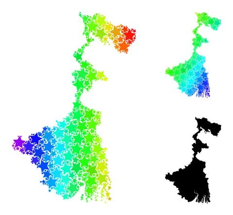 Rainbow Gradient Star Mosaic Map of West Bengal State Collage Stock Illustration