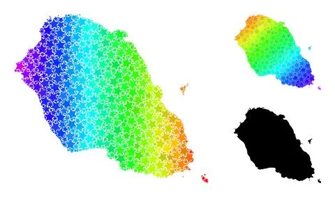 Rainbow Gradient Star Mosaic Map of Graciosa Island Collage Stock Illustration