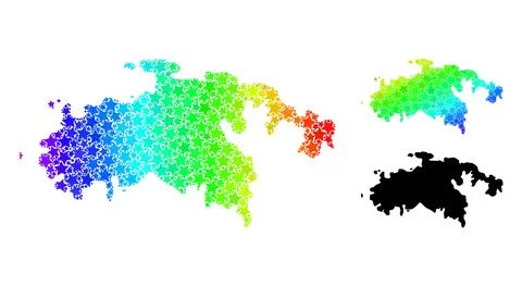 Rainbow Gradient Star Mosaic Map of Saint John Island Collage Stock Illustration