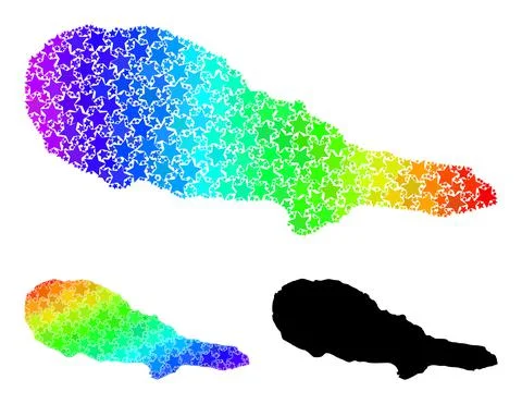 Rainbow Gradient Star Mosaic Map of Pico Island Collage Stock Illustration
