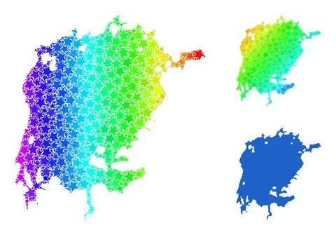 Rainbow Gradient Star Mosaic Map of Victoria Lake Collage Illustrazione stock