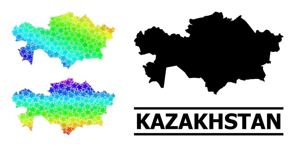 Rainbow Gradient Star Mosaic Map of Kazakhstan Collage Illustrazione stock