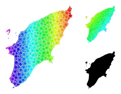 Rainbow Gradient Starred Mosaic Map of Rhodes Island Collage Stock Illustration