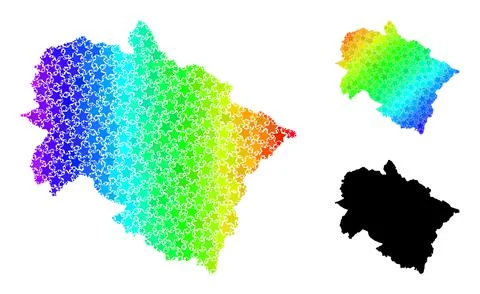 Rainbow Gradient Starred Mosaic Map of Uttarakhand State Collage Stock Illustration