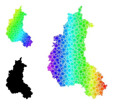 Rainbow Gradient Starred Mosaic Map of Champagne Province Collage Stock Illustration
