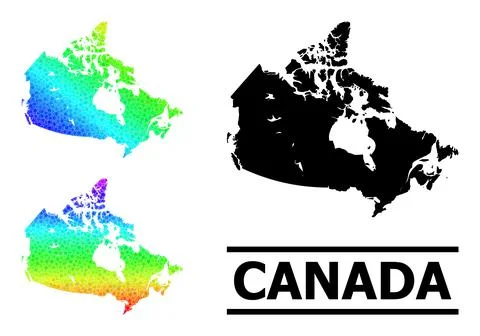 Rainbow Gradient Starred Mosaic Map of Canada Collage Stock Illustration