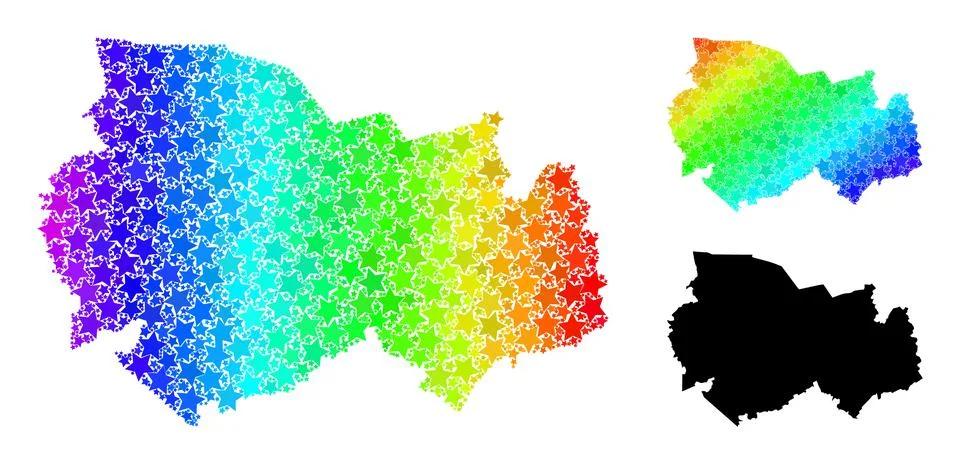 Rainbow Gradient Stars Mosaic Map of Novosibirsk Region Collage Stock Illustration