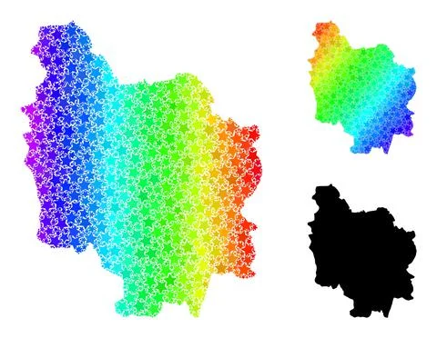 Rainbow Gradient Stars Mosaic Map of Burgundy Province Collage Stock Illustration