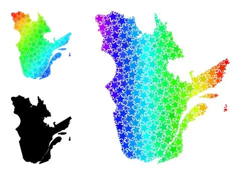 Rainbow Gradient Stars Mosaic Map of Quebec Province Collage Stock Illustration