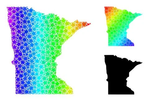 Rainbow Gradient Stars Mosaic Map of Minnesota State Collage Stock Illustration