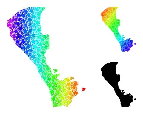 Rainbow Gradient Stars Mosaic Map of Boracay Island Collage Stock Illustration