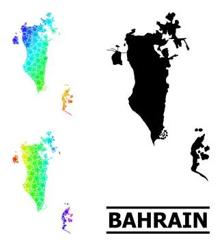Rainbow Gradient Stars Mosaic Map of Bahrain Collage Stock Illustration