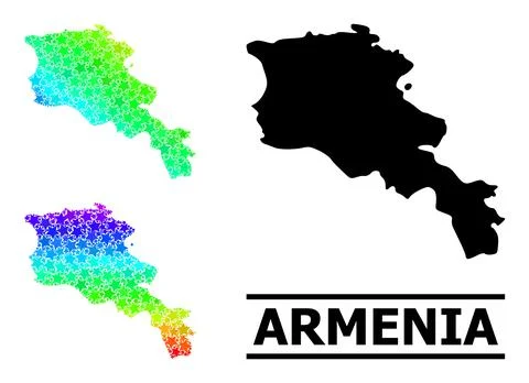 Rainbow Gradient Stars Mosaic Map of Armenia Collage Stock Illustration