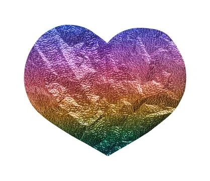 Rainbow gradient textural heart cut out on white background Stock Photos