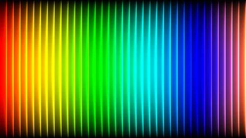 Rainbow gradient vertical lines with glowing edges on black background abst.. Stock Illustration