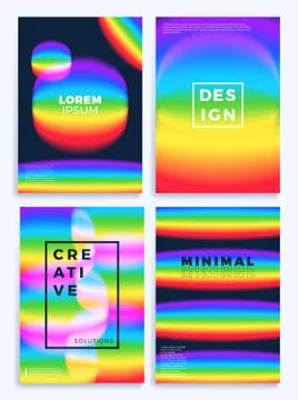 Rainbow Gradient waves stock vector illustration four cover design. Design te イラスト素材