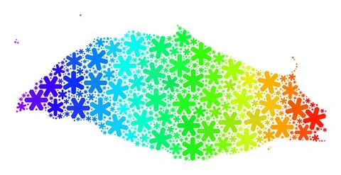 Rainbow Gradient Winter Collage Isla La Tortuga Map of Snow Illustrazione stock