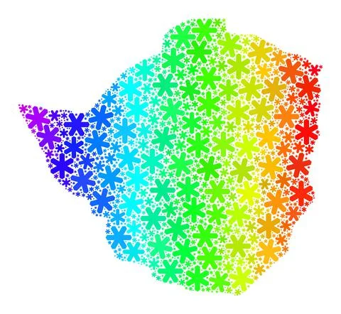 Rainbow Gradient Winter Collage Zimbabwe Map from Snow Stock Illustration