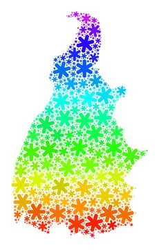 Rainbow Gradiented Christmas Mosaic Tocantins State Map from Snowflakes Stock Illustration