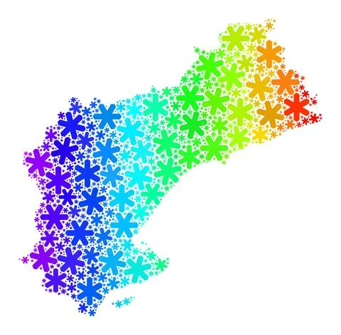 Rainbow Gradiented Fresh Collage Tarragona Province Map with Snow Stock Illustration