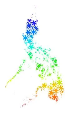 Rainbow Gradiented Fresh Mosaic Philippines Map from Snow Flakes Illustrazione stock