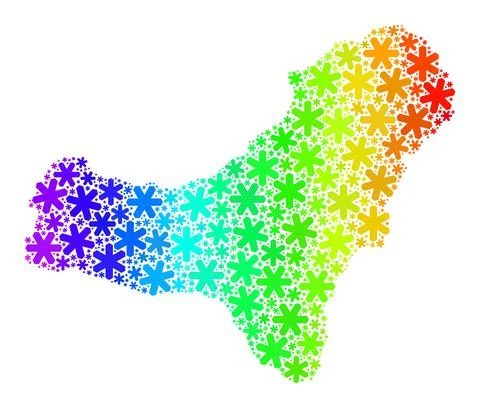 Rainbow Gradiented Icy Collage El Hierro Island Map with Snow Flakes Stock Illustration