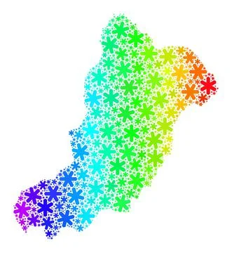 Rainbow Gradiented Icy Mosaic La Graciosa Island Map of Snowflakes Stock Illustration