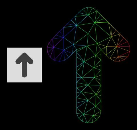 Rainbow Gradiented Polygonal Mesh Arrow Up Icon Stock Illustration