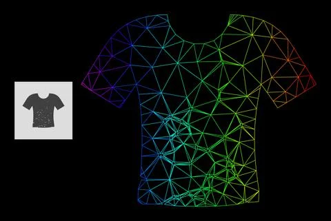 Rainbow Gradiented Polygonal Mesh Dirty T-Shirt Icon Stock-Illustration