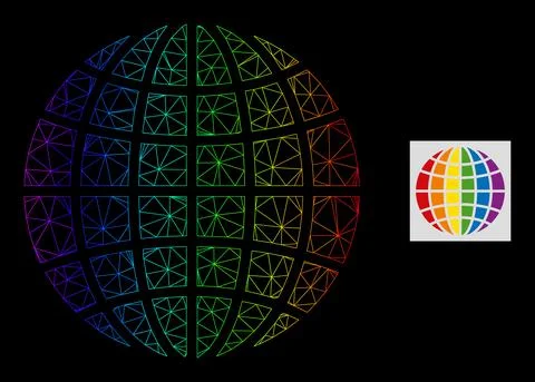 Rainbow Gradiented Polygonal Mesh LGBT World Icon 스톡 일러스트