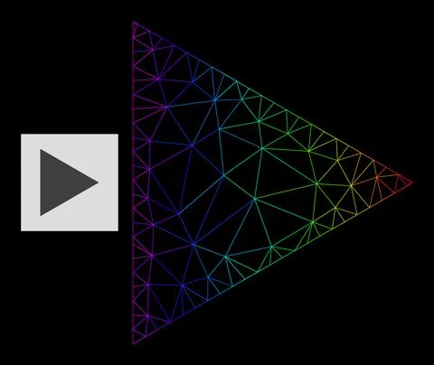 Rainbow Gradiented Polygonal Mesh Play Function Icon Stock Illustration