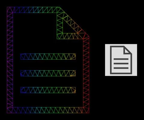Rainbow Gradiented Polygonal Mesh Text Page Icon Stock Illustration