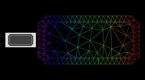 Rainbow Gradiented Polygonal Mesh Ticket Frame Icon Stock Illustration