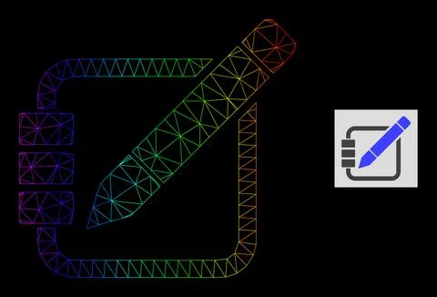 Rainbow Gradiented Polygonal Net Edit Records Icon 库存插图