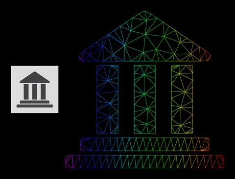 Rainbow Gradiented Polygonal Network Bank Building Icon Ilustración de archivo