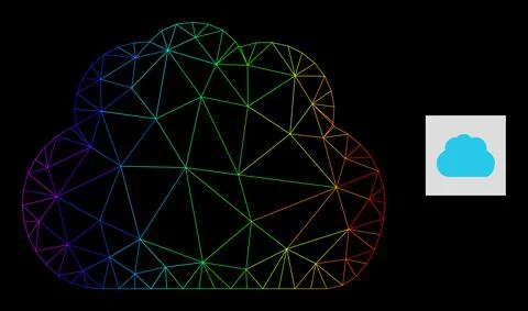Rainbow Gradiented Polygonal Network Cloud Icon イラスト素材