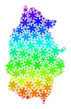 Rainbow Gradiented Winter Collage Lugo Province Map with Snowflakes Stock Illustration