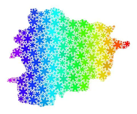 Rainbow Gradiented Winter Mosaic Andorra Map of Snowflakes Stock Illustration