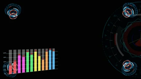 Rainbow graph and bar red point fast appear and still show information Stock Footage 139816791