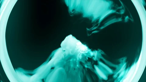 Rainbow green smoke flowing in a circle black. Smoke in circular motion Stock Footage 87720762