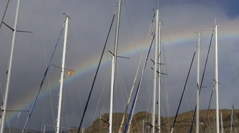 Rainbow in a grey sky 스톡 동영상 68004268
